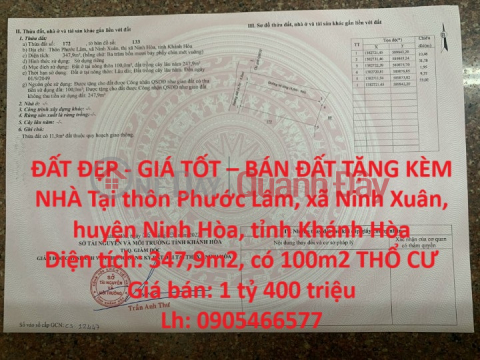 BEAUTIFUL LAND - GOOD PRICE - LAND FOR SALE GUARANTEED HOUSE In Ninh Hoa district, Khanh Hoa province _0