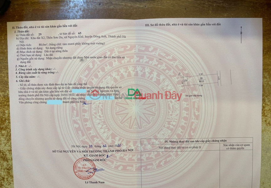 Property Search Vietnam | OneDay | Residential, Sales Listings, Selling land at auction X2 Son Du Nguyen Khe Dong Anh - 80m2 - cutting extremely deep losses