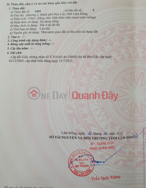 BÁN ĐẤT MẶT TIỀN TẠI 43 ĐƯỜNG YÊN THẾ – PHƯỜNG 2, BẢO LỘC, Lâm Đồng CHỈ 4,1 Tỷ _0