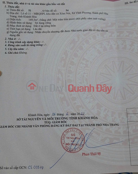 Selling 149.5m2 of land in Vinh Phuong, cheap car road, 10 million\/m2 _0