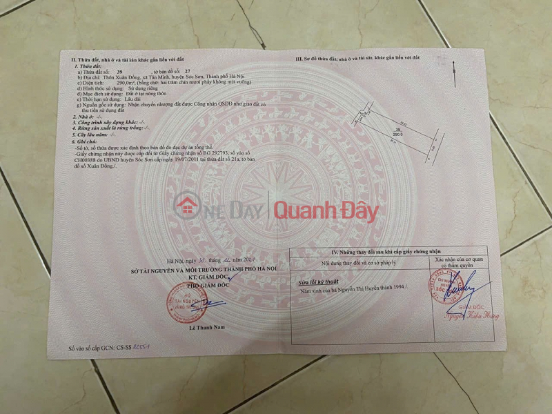 Property Search Vietnam | OneDay | Residential | Sales Listings | BEAUTIFUL LAND WITH FULL RESIDENTIAL LAND - OWNER FOR QUICK SALE At XUAN DONG, TAN MINH, SOC SON