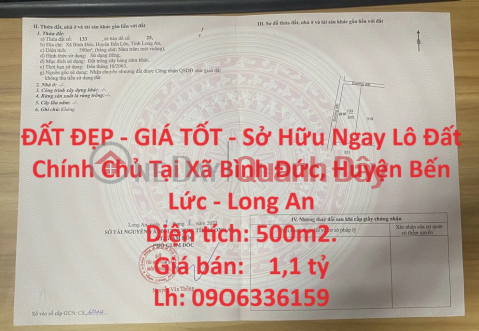 BEAUTIFUL LAND - GOOD PRICE - Immediately Own a Land Lot by Owner in Binh Duc Commune, Ben Luc District - Long An _0
