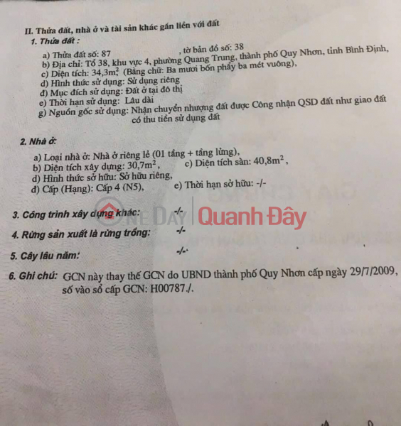 Property Search Vietnam | OneDay | Nhà ở Niêm yết bán, Bán nhà đường nội bộ ôtô Tây Sơn. gần Khu đất đấu giá GaRa Quyền TP Quy Nhơn