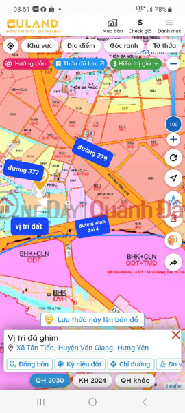 đ 1.72 Billion | Land for sale with 6.1m frontage near Ring Road 4, Lake view, road wider than 4m, investment price