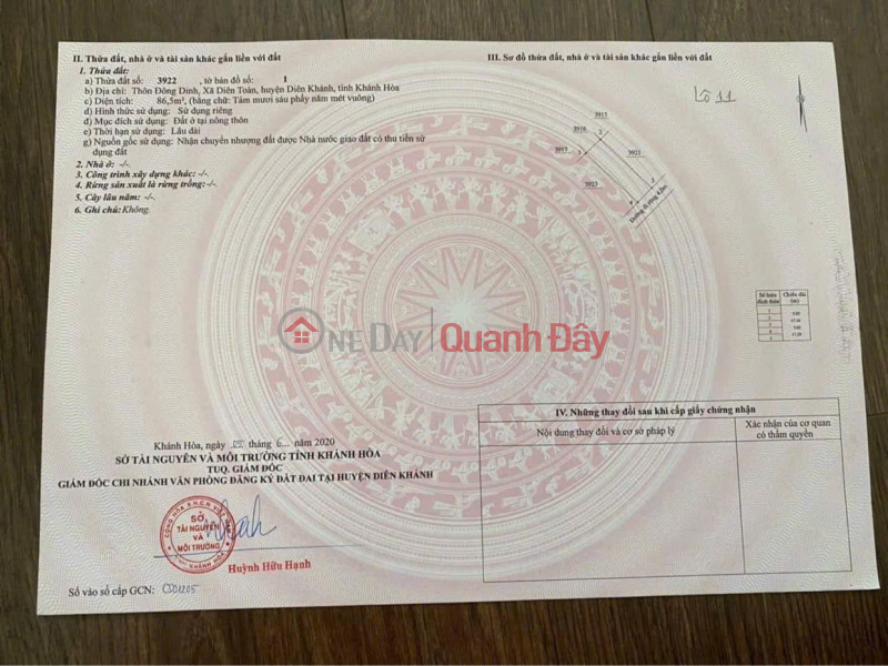 Property Search Vietnam | OneDay | Residential | Sales Listings Land for sale in Dong Dinh Village, Dien Toan Commune, Dien Khanh District, Khanh Hoa Province
