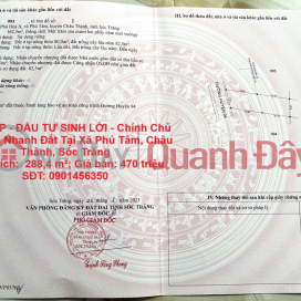 BEAUTIFUL LAND - PROFITABLE INVESTMENT - Owner Needs to Quickly Sell Land in Phu Tam Commune, Chau Thanh, Soc Trang _0