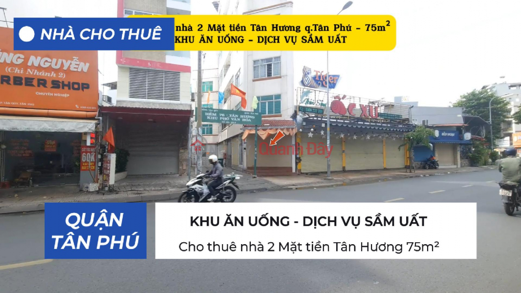 Cho thuê nhà 2 Mặt tiền Tân Hương 75m² - 15Triệu- KHU DỊCH VỤ SẦM UẤT Niêm yết cho thuê
