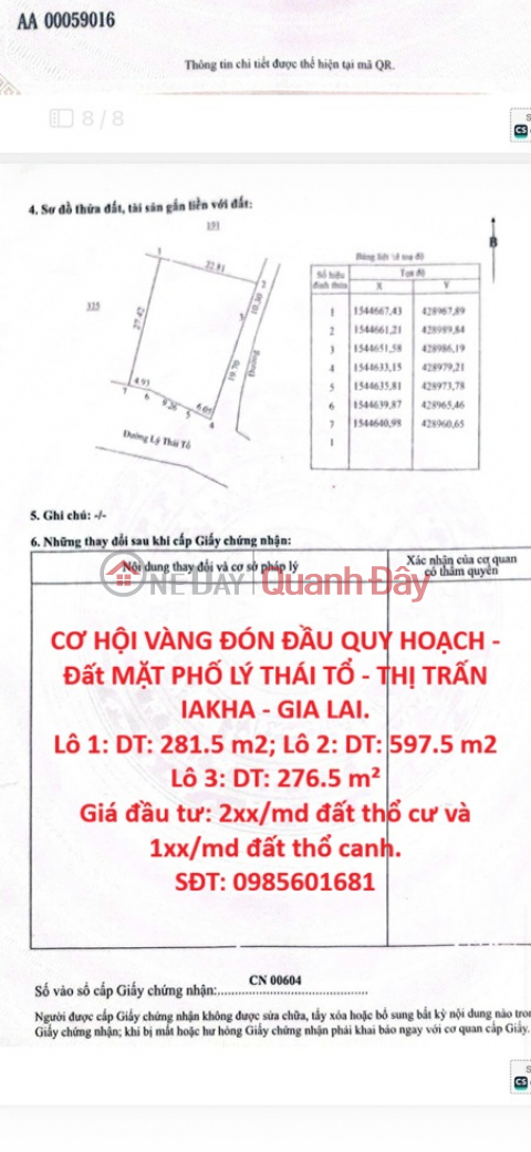 CƠ HỘI VÀNG ĐÓN ĐẦU QUY HOẠCH - Đất MẶT PHỐ LÝ THÁI TỔ - THỊ TRẤN IAKHA - GIA LAI. _0