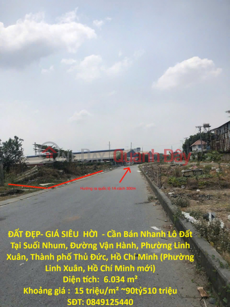 PRIME LAND - AMAZING PRICE - Urgent Sale of Land Plot in Suoi Nhum, Thu Duc City, Price Only 15 million VND\\/m2, Area Sales Listings