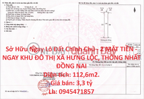 Own a Prime Land Lot - 2 FRONTS - RIGHT IN HUNG LOC COMMUNE URBAN AREA, THANH THANH DONG NAI _0