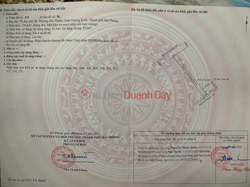 BÁN LÔ ĐẤT ĐẸP TẠI HẢI THÀNH 2 - DƯƠNG KINH - TUYẾN CÔNG VIÊN Niêm yết bán