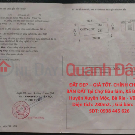 PRIME LAND – GOOD PRICE – OWNER SELLING LAND at Bau Lam Market, Bau Lam Commune, Xuyen Moc District, Ba Ria - Vung Tau _0