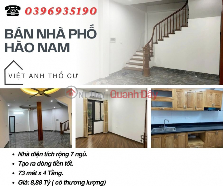 Bán nhà Hào Nam Đống Đa, Giá Đầu Tư, Cho Thuê Dễ Dàng, 73mx4T, Giá: 8,88 Tỷ, Lh: 0396935190. Niêm yết bán