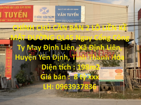 OWNER FOR SALE 2 LOTS NEXT TO NH45 ROAD Right at Dinh Lien Garment Company Gate, Yen Dinh, Thanh Hoa _0