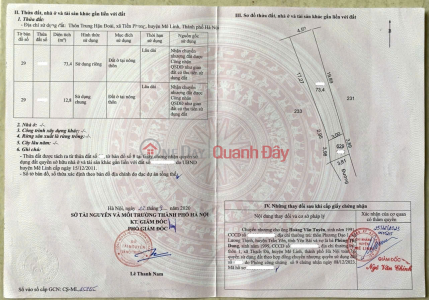 Cực hiếm, 73m đất Tiền Phong mà giá 2,6 tỷ. Gần chợ Yên, gần đường quốc lộ 23. Oto đỗ Niêm yết bán