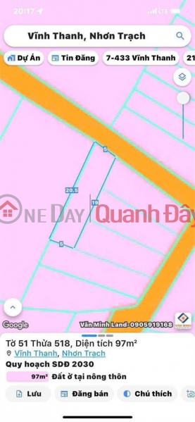 Property Search Vietnam | OneDay | Residential | Sales Listings | BEAUTIFUL LAND - GOOD PRICE - URGENTLY SELLING A PLOT OF POTENTIAL LAND IN VINH Thanh, NHON TRACH, DONG NAI