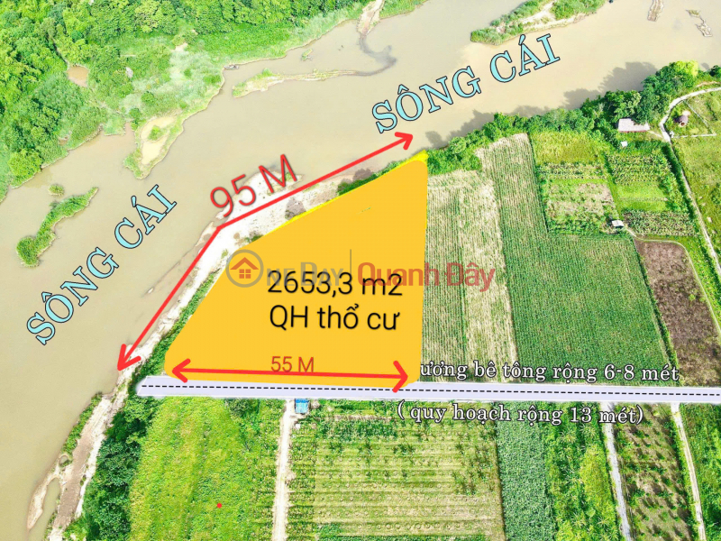 đ 3,8 tỷ, Quá kẹt. 2652m2 ven sông cái 95m. Bank định giá 5 tỷ. Nay bán gấp 3.8 tỷ. \