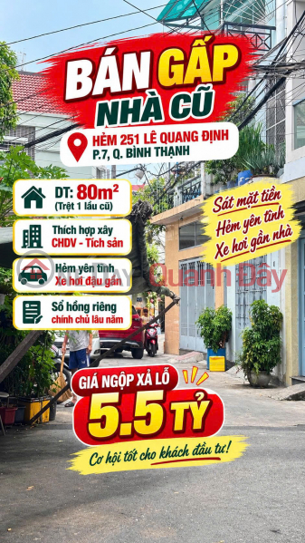 Reduced by 2 billion VND. House for sale on Le Quang Dinh Street, Binh Thanh District, 78m2, built as an apartment building, 5.5 billion VND. Sales Listings