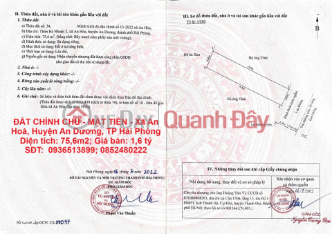 ĐẤT CHÍNH CHỦ - MẶT TIỀN - Xã An Hoà, Huyện An Dương, TP Hải Phòng _0