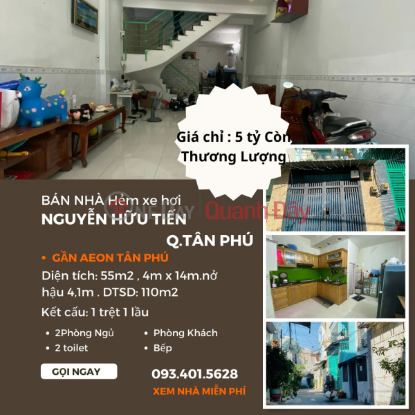 CHÍNH CHỦ bán nhà HXH Nguyễn Hữu Tiến 55m2, 1Lầu, 5tỷ Niêm yết bán