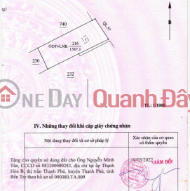 Land for sale with existing commercial space currently leased in Thanh Phu Town, Ben Tre Province, area 1,587m2. _0