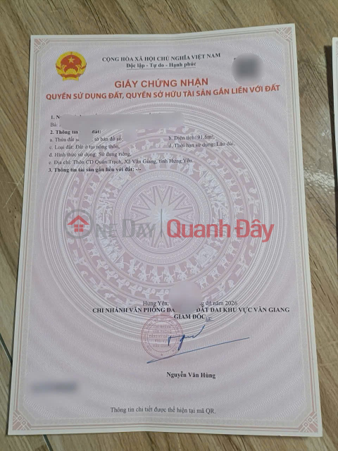 OWNER SELLING LAND WITH 2 FRONTAGES - GOOD PRICE in QUAN TRACH, LIEN NGHIA - VAN GIANG - HUNG YEN _0