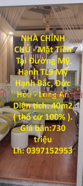 MAIN HOUSE - Facade at My Hanh Street, TL9 My Hanh Bac, Duc Hoa - Long An Sales Listings