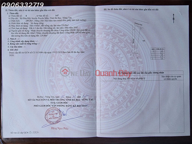 đ 700 triệu | Bán đất 2 mặt tiền xã Hòa Hội, Xuyên Mộc, Bà Rịa Vũng Tàu, DT 290m2, giá đầu tư