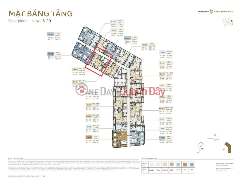 Owner needs to sell apartment in Masteri Trinity Square, area 60.4 m2, 2 bedrooms, 2 bathrooms, Van Giang, Hung Yen. Sales Listings