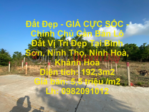 Beautiful Land - EXTREMELY SHOCKING PRICE - Owner Needs to Sell Land Lot in Beautiful Location in Binh Son, Ninh Tho, Ninh Hoa, Khanh Hoa _0