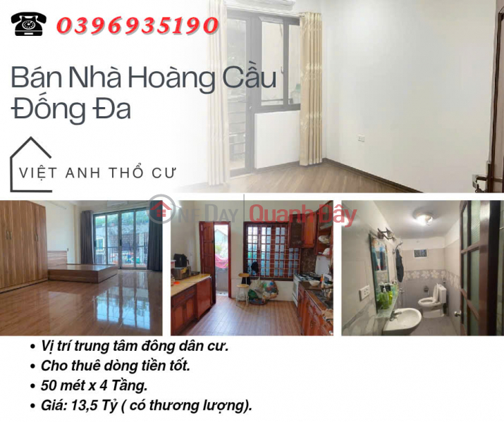 House for sale in Hoang Cau, Super Cash Flow, Near Street Front, 50mx4T, Price: 13.5 Billion, Contact: 0396935190. Sales Listings