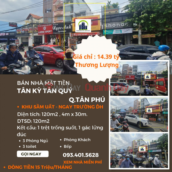 URGENT SALE of house frontage of Tan Ky Tan Quy 120m2, 14.39 Billion - CASH FLOW 15 MILLION\\/MONTH Sales Listings