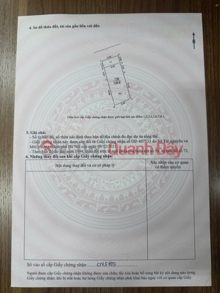 BÁN NHANH – LÔ ĐẤT 109,6M² CÁN KHÊ Niêm yết bán
