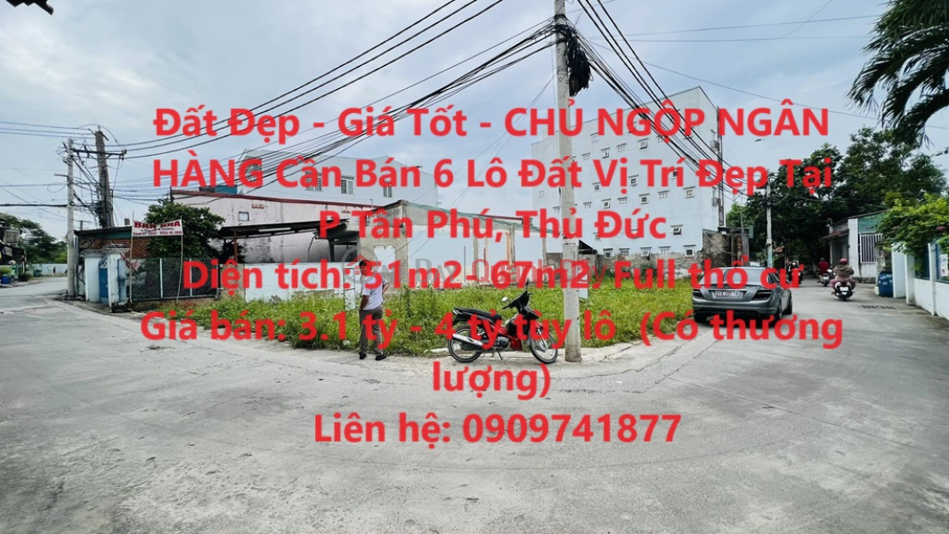 Đất Đẹp - Giá Tốt - CHỦ NGỘP NGÂN HÀNG Cần Bán 6 Lô Đất Vị Trí Đẹp Tại P Tân Phú, Thủ Đức Niêm yết bán