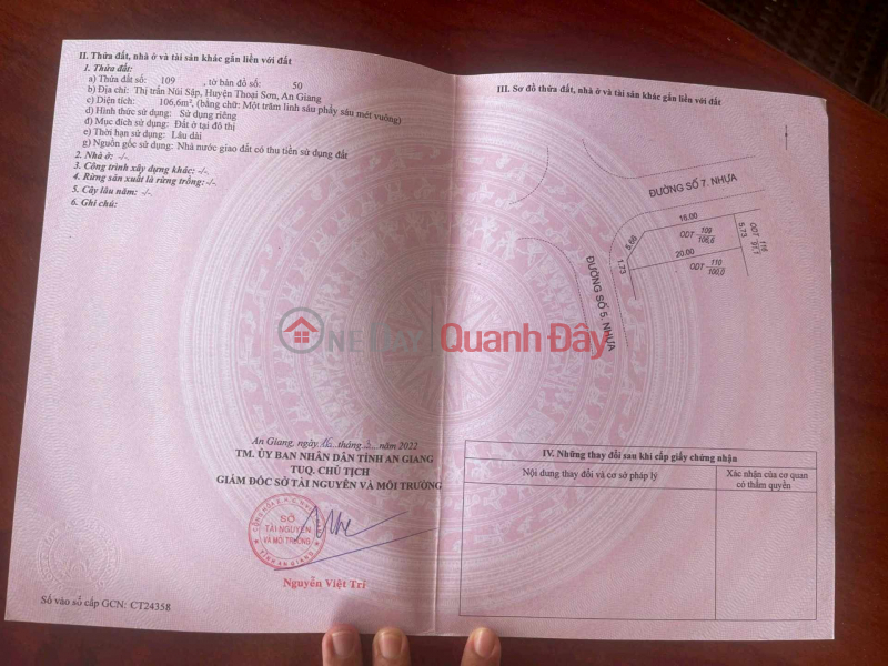 Đất nền cạnh trường học tại Thị Trấn Núi Sập Niêm yết bán