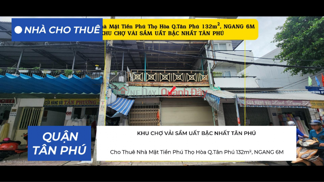 House for Rent, Street Frontage in the Bustling Fabric Market Area, Tan Phu District, 132m², 6m Wide - Rental Listings