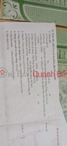 HOT HOT – CẦN BÁN 2,7HA ĐẤT 2 MẶT TIỀN, X. Đak Djăng, H. Mang Yang, T. Gia Lai, Việt Nam, Bán, đ 6,5 tỷ