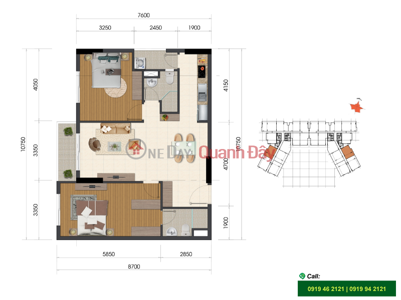 Everrich Infinity apartment for rent with 2 bedrooms fully furnished high floor at B tower