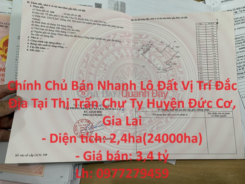 Owner Quickly Sells Land Plot Prime Location In Chu Ty Town, Duc Co District, Gia Lai Sales Listings