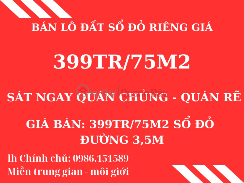 Selling a plot of land right near Provincial Road 354 and My Duc - An Lao Committee, area 75m2, price only 399 million\\/lot. Sales Listings