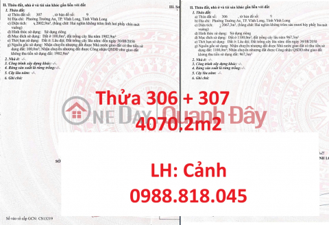 Phát mại đất trung tâm Phường Trường An, TP. Vĩnh Long, 4070m2, View Sông Cổ Chiên, miễn TG _0