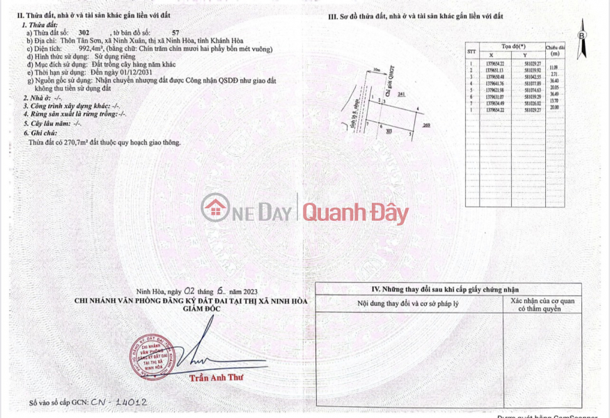 Property Search Vietnam | OneDay | Residential Sales Listings CODE 966 – 967 (NH22-23): SELLING 2 LOT OF LAND FRONT TL8, CONNECTING KHANH VINH, NINH HOA