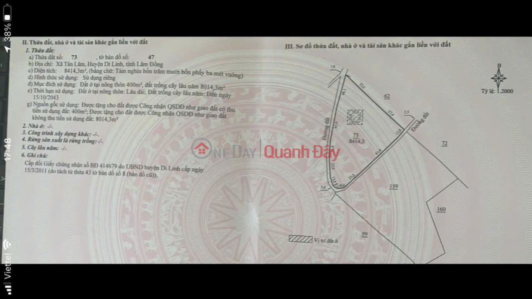 Property Search Vietnam | OneDay | Nhà ở Niêm yết bán | ĐẤT ĐẸP – GIÁ TỐT - CẦN BÁN NHANH LÔ ĐẤT TẠI Xã Tân Lâm, Huyện Di Linh, Tỉnh Lâm Đồng