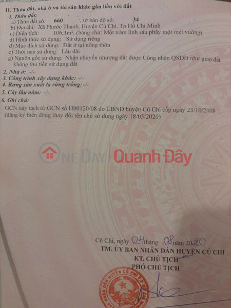Property Search Vietnam | OneDay | Residential, Sales Listings BEAUTIFUL HOUSE – GREAT PRICE – URGENT SALE IN Cho Hamlet, Phuoc Thanh Commune, Cu Chi District, Ho Chi Minh City