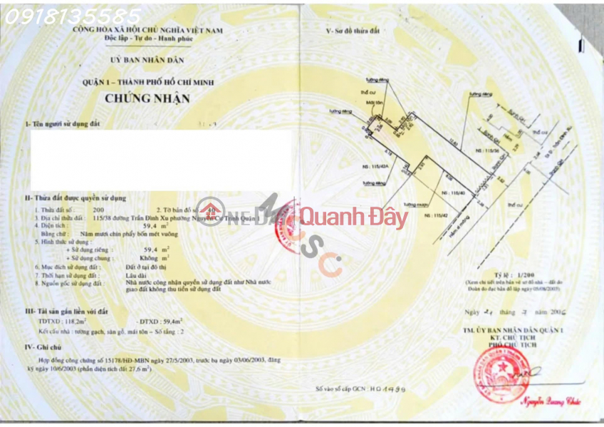 Property Search Vietnam | OneDay | Nhà ở, Niêm yết bán | Bán nhà 115/38 Trần Đình Xu, P.Nguyễn Cư Trinh, Q.1, TP.HCM