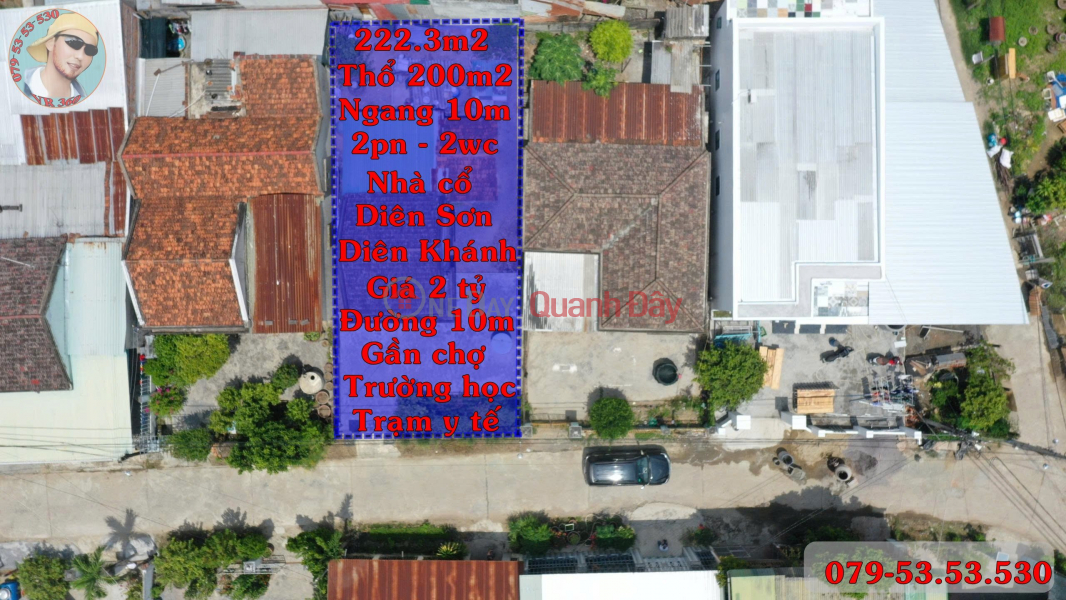 Bán Nhà Cổ Trung Tâm Diên Khánh – 222.3m² (200m² Thổ Cư),Đường 7m Quy Hoạch 10m, Sổ Hồng Riêng, 2PN – Không Niêm yết bán