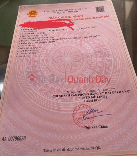 Urgent sale of a 60m² corner plot in Group 9, Quang Minh, near the industrial zone - car parking available - price 3 billion VND. _0