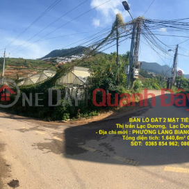 BEAUTIFUL LAND - INVESTMENT PRICE - NEED TO SELL A BEAUTIFUL 2-FRONT LAND LOT IN Lac Duong Town, Lac Duong, Lam Dong _0