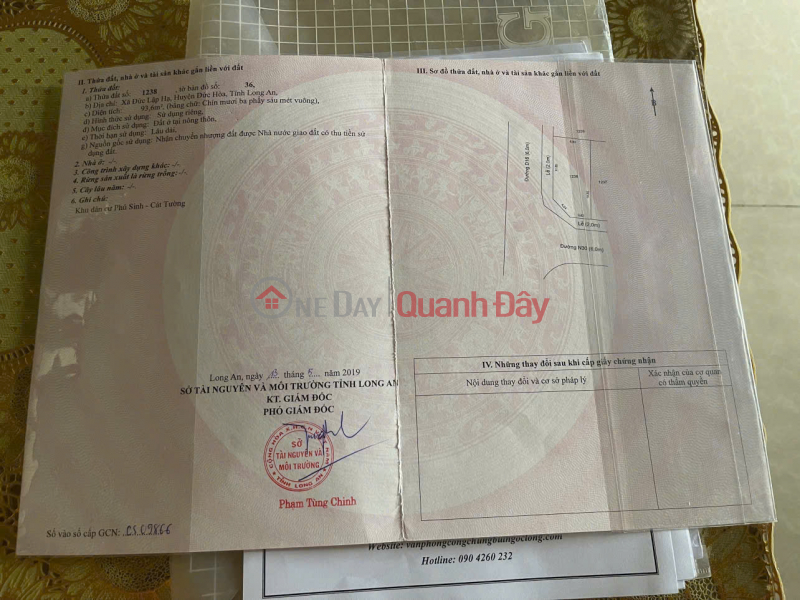 BÁN ĐẤT ĐỨC HOÀ TỈNH TÂY NINH - DT 93,6 M2 - SHR - 2TỶ050TR. LH:0903974577 Việt Nam, Bán | đ 2,05 tỷ