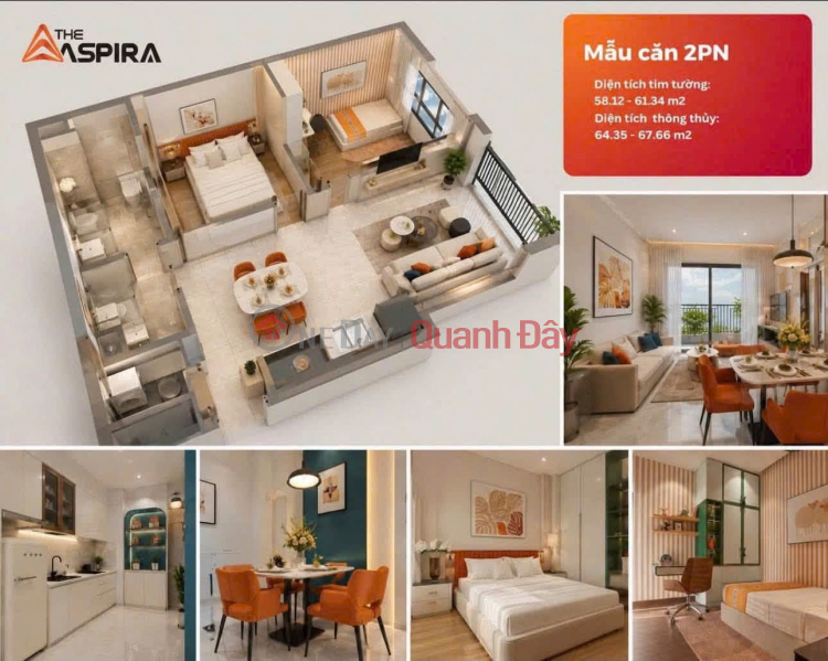 2-bedroom apartment, 66m2, near Ring Road 3 and Metro Line 1, initial payment of only 680 million VND, interest rate support for 36 months. Sales Listings